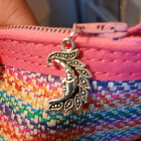 New Rasta Rainbow Tapestry & Faux Leather Shoulder Bag Purse Crossbody Pink Blue - Picture 11 of 12